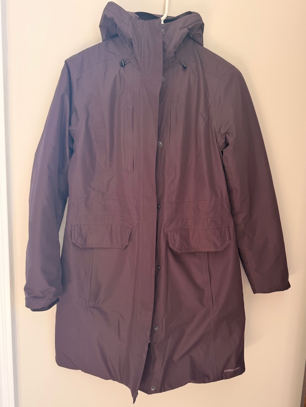 Lands End Women’s Hooded Parka Jacket in Deep Purple. Like new!